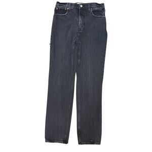 Abercrombie & Fitch 90's Straight Ultra High Rise Jeans Black sz 28 6 Long Tall